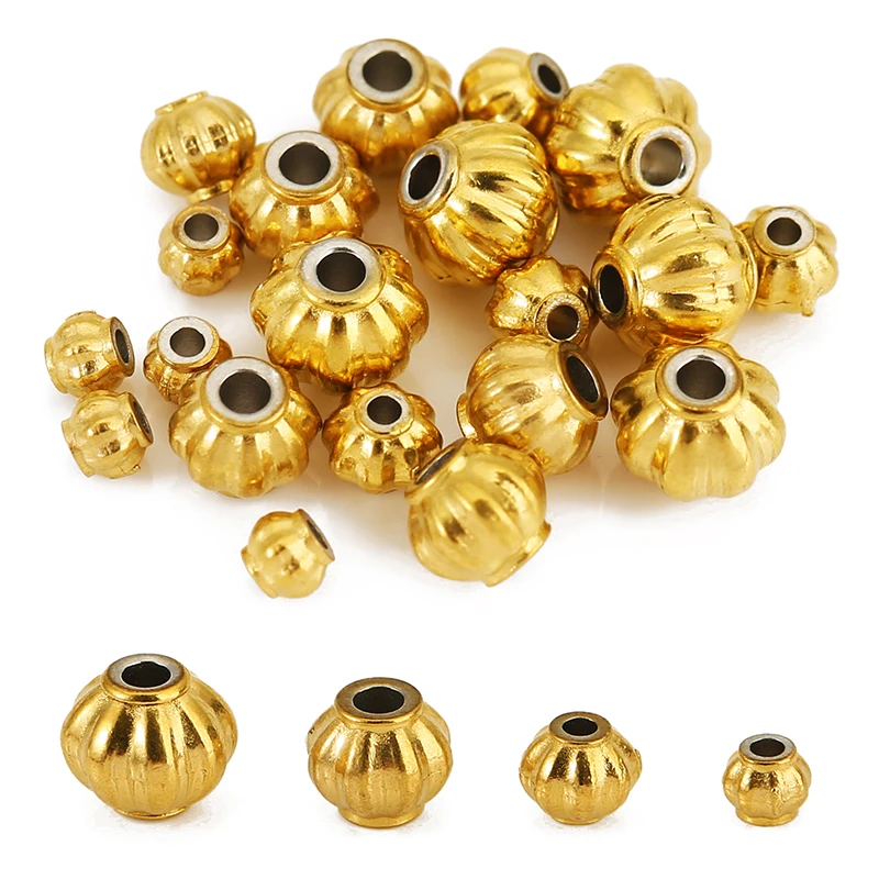 30 teile/los 3/4/5/6mm Edelstahl Spacer Perlen Charme Laterne Lose Perlen für DIY Armbänder Halskette schmuck Machen Zubehör Image