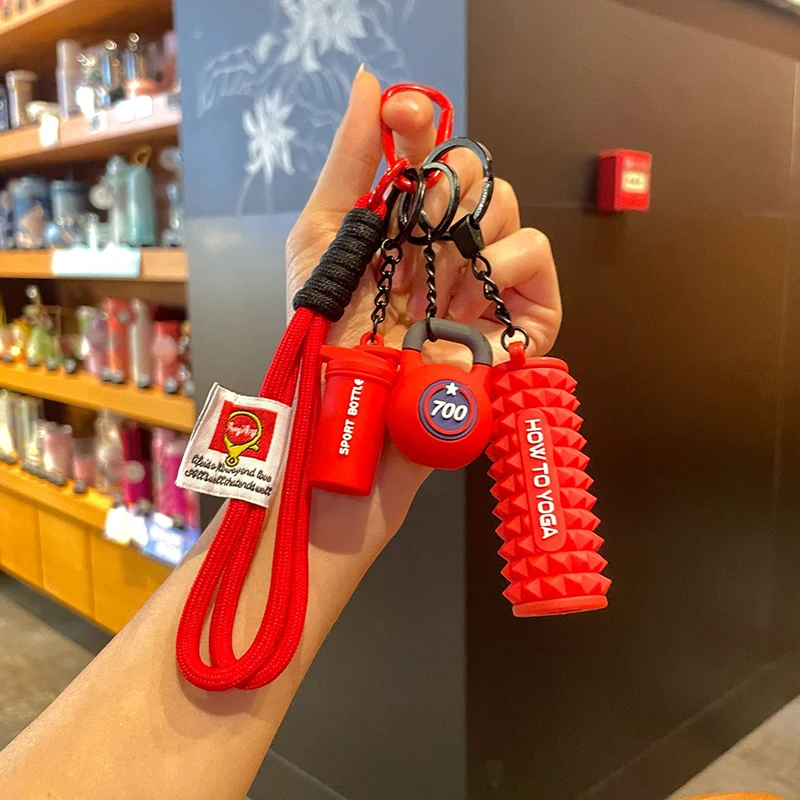 Gym Serie Schlüsselanhänger Farbe handgemachte Seil Schlüsselanhänger neue Mode Tasche Anhänger Hantel Kettlebell Schlüsselanhänger Taschenanhänger Image