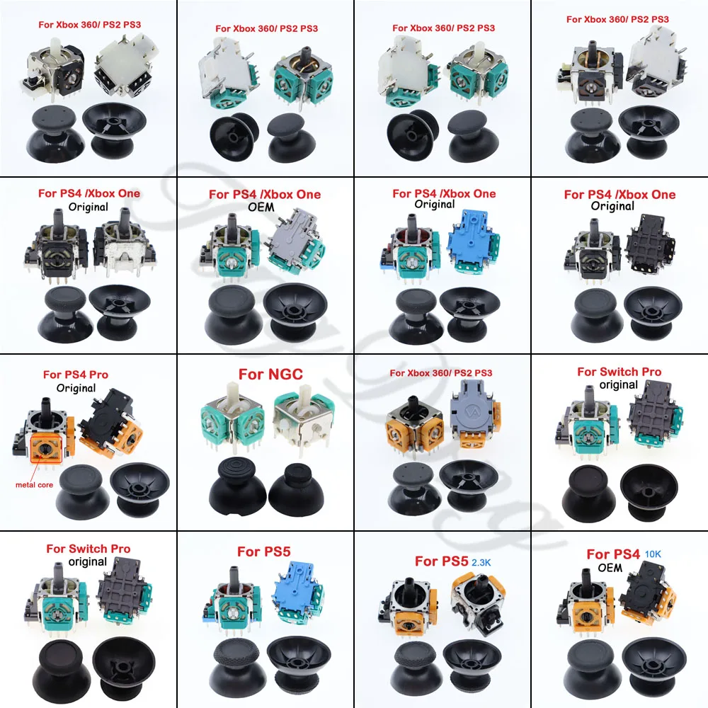 1Set = 4 stücke Für PS2 PS3 Xbox360 Controller 3D Joystick Analog Sensor & caps Gamepad Zubehör Für PS4 Xbox One PS5 Schalter NGC