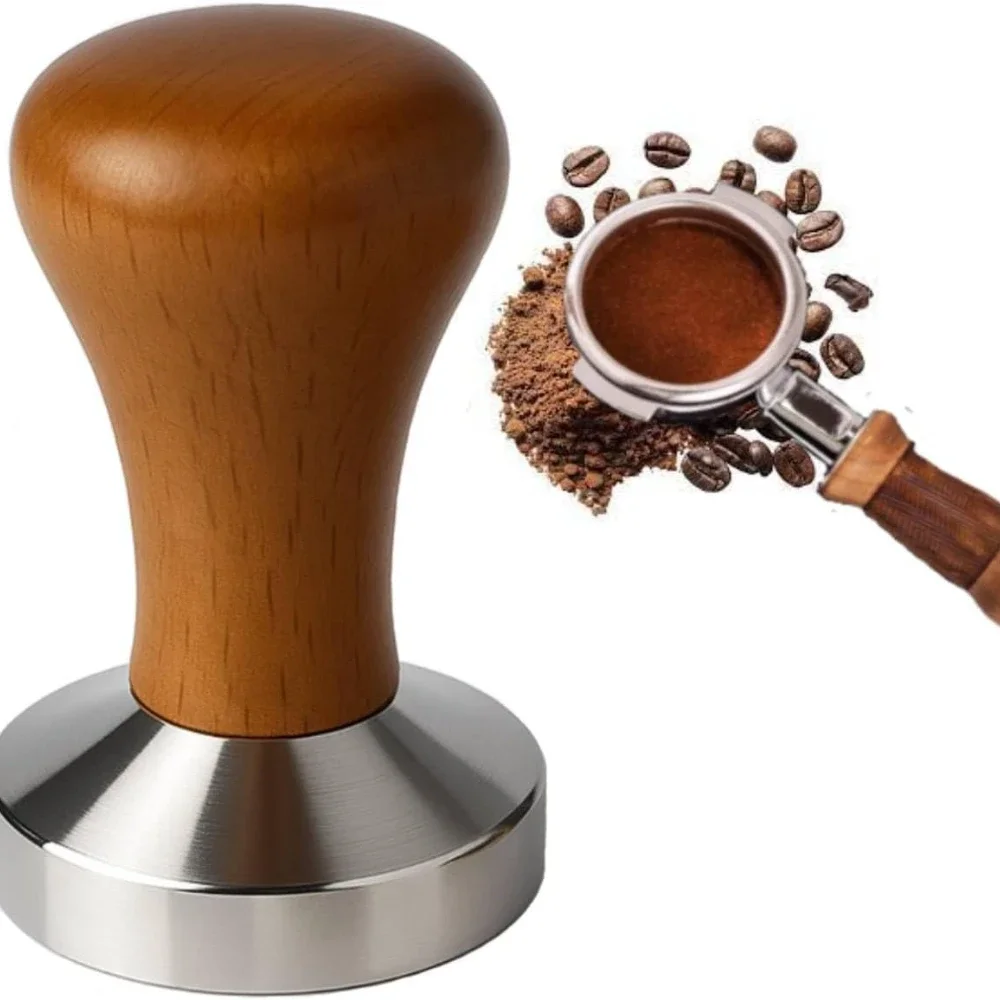 51 mm Espresso-Tamper, Premium-Kaffeepresse aus Edelstahl mit Holzgriff, Barista-Qualität für Cafe Home Espressomaschine Image
