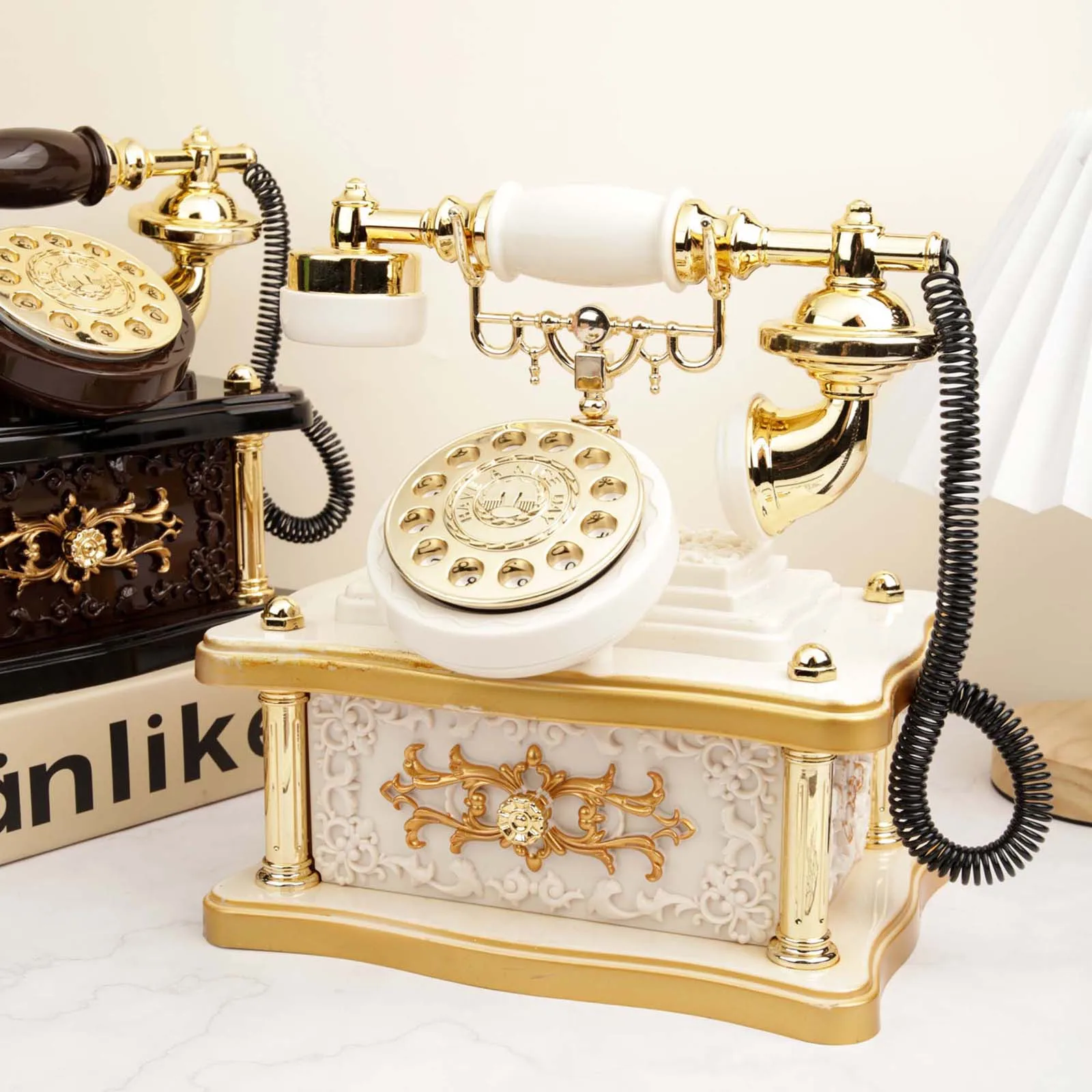 Vintage Telephone Music Box Creative Plastic Table Centerpiece for Home Living Room Office Decor