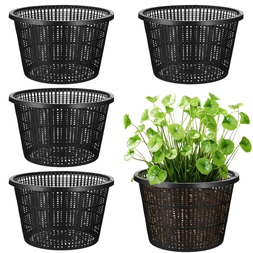 5 stücke Pflanze Net Topf 8,3 in Große Wasserpflanze Mesh Net Topf Kunststoff Blumen Korb Wachsen Topf Net Korb Halter gemüse Kindergarten Tasse Image
