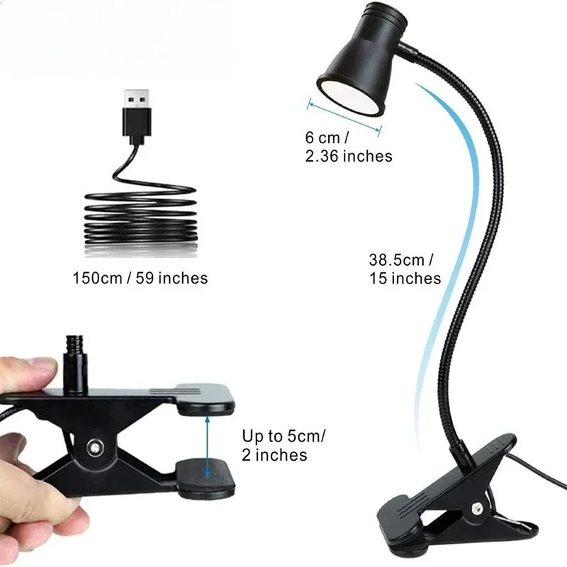 Clip-On-Schreibtischlampe, tragbare LED-Schreibtischlampe, Desktop-Buchlampe, zeitgesteuertes stufenloses Dimmen, USB-Stecker, Augenschutz, Lesestudienlampe