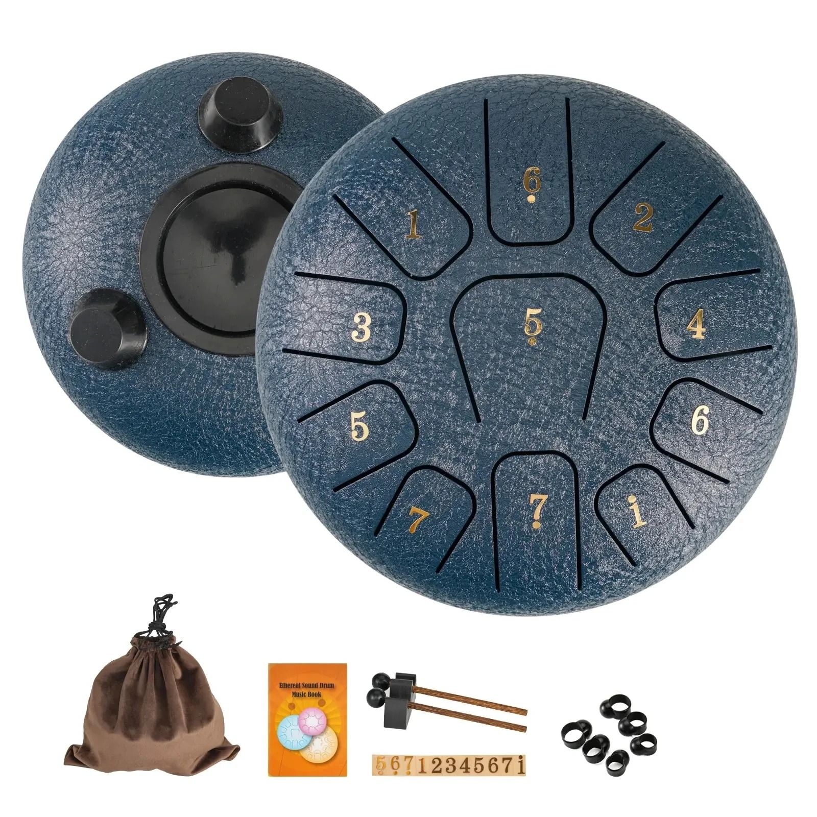 Miwayer 6 Inch Steel Tongue Drum 11 Note Sound Healing Instrument With Tuning Kit For Yoga Meditation And Relaxation yellow 6 In