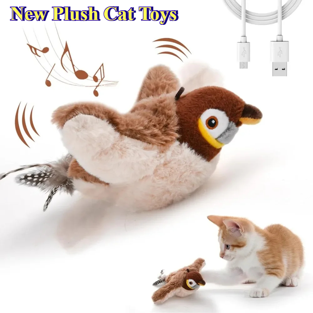 Hot Cat Interactive Toys Catnip Electric Pat Bird, Touch Activated Squeaky Plush Toy For Dog & Cats, USB Hot Cat Interactive Toys Catnip Electric Pat Bird, Touch Activated Squeaky Plush Toy For Dog & Cats, USB