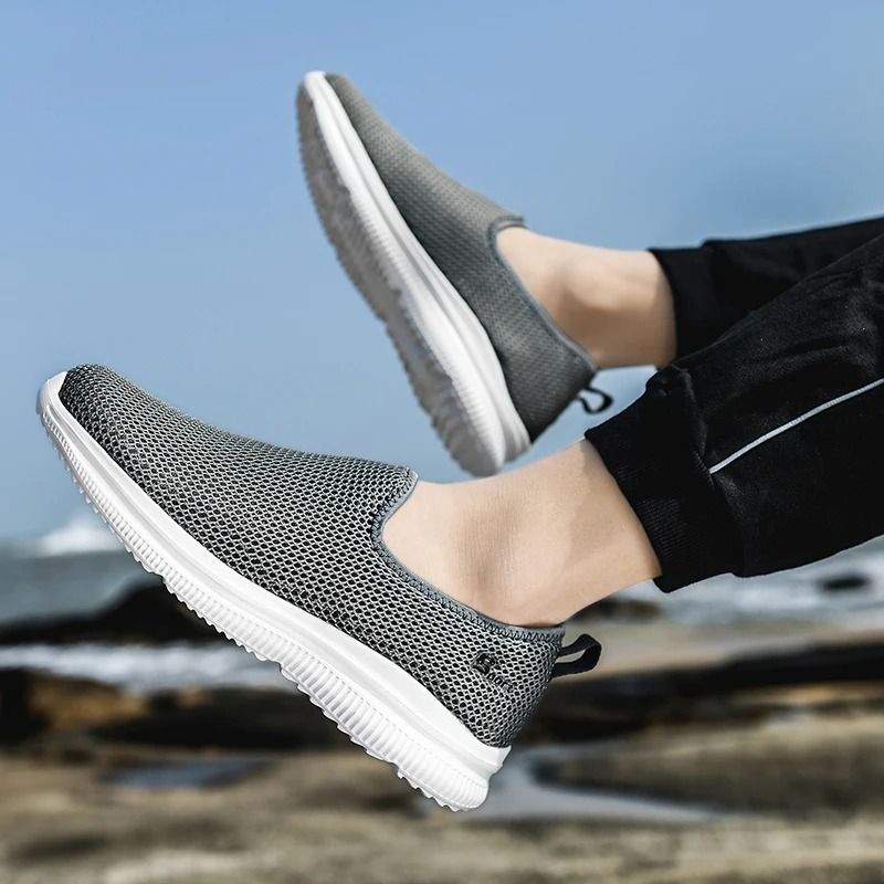 Breathable Summer Loafers Men Lightweight Casual Walking Shoes dark Grey 9