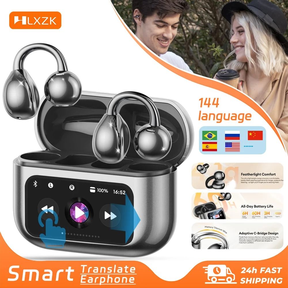 Wireless Ear Clip Earphones 144 Language AI Translator black ai