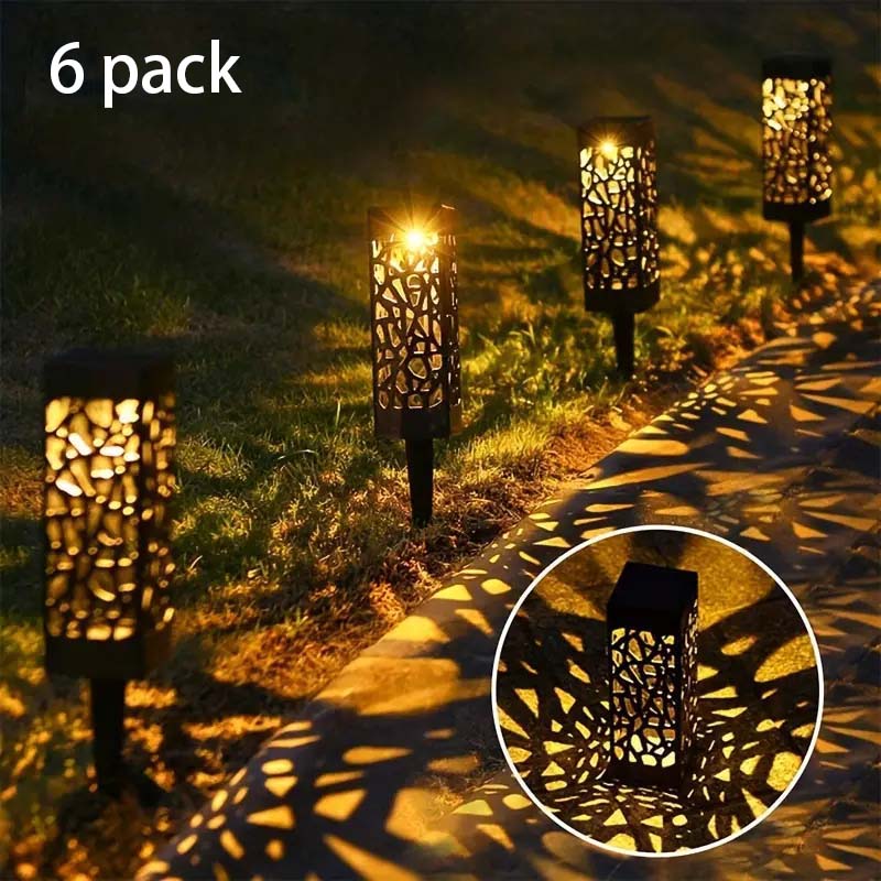 Solar Powered LED Garden Lights, Hollow Out Lawn Lamps Decorative Outdoor Lighting, Waterproof Garden Yard Path Lamps Solar Powered LED Garden Lights, Hollow Out Lawn Lamps Decorative Outdoor Lighting, Waterproof Garden Yard Path Lamps