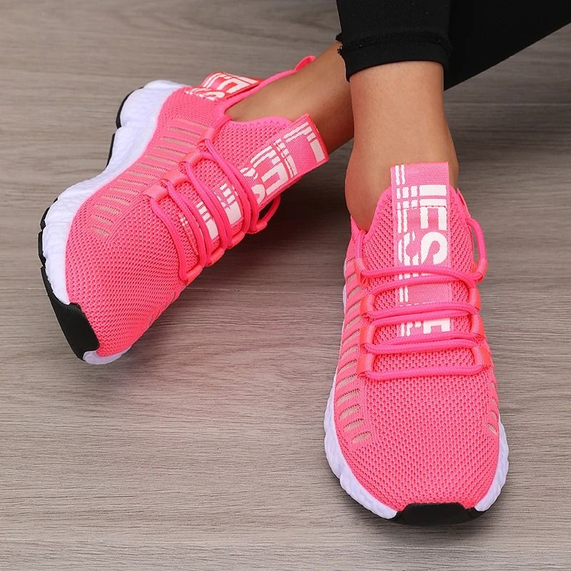 Women Sports Shoes Mesh Lightweight Soft Sole Flat Walking Shoes us 9.5 black