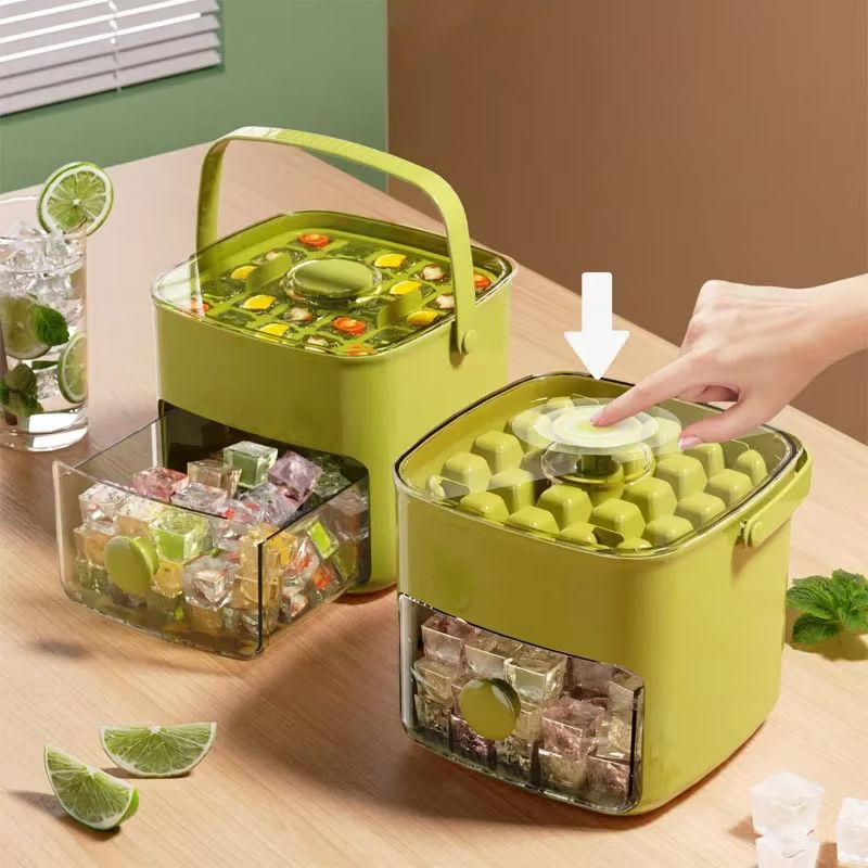 48 Grid Ice Cube Tray Reusable Refrigerator Ice Maker Easy Release Mold green