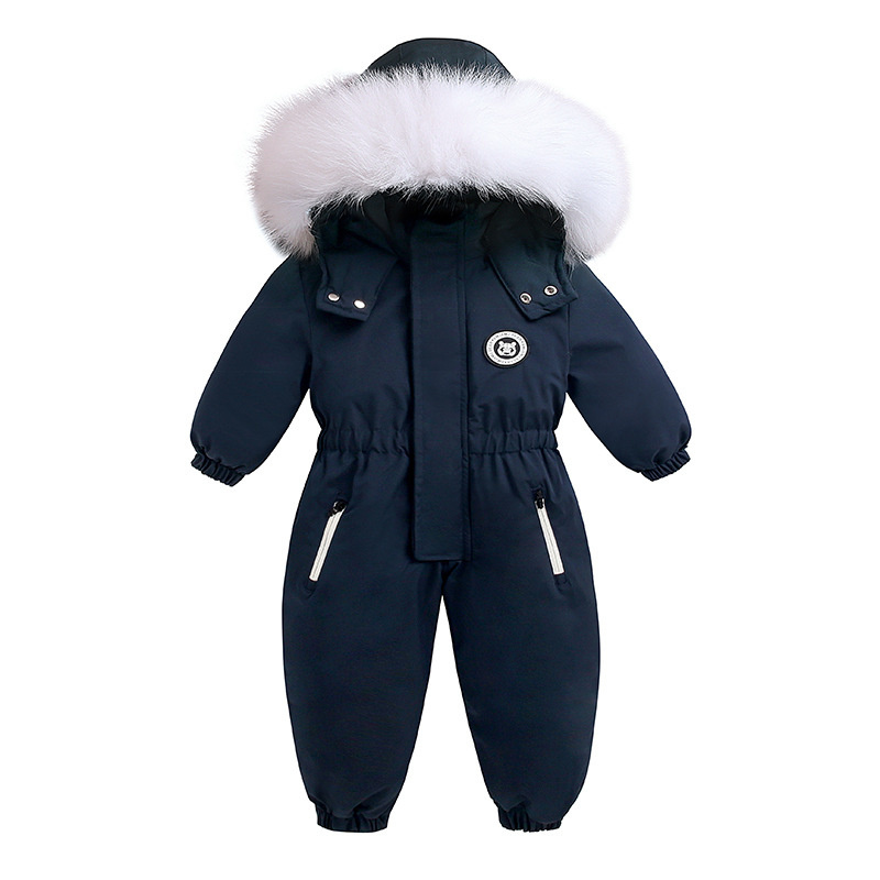 Warm Plus Velvet Winter Ski Suit Baby Jumpsuit Boy Overalls Kids Toddler Girl Clothes Children Clothing Warm Coat pink 24m