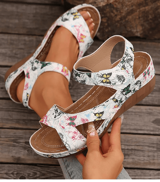Womens Summer Wedge Sandals Soft Casual Heeled Sandals 6.5 flower