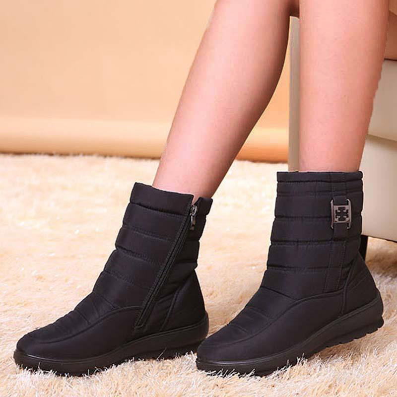Warm Plush Women Boots Snow Round Toe Shoes, Stylish Zipper Ladies Winter Footwear For Comfort & Elegance brown 36