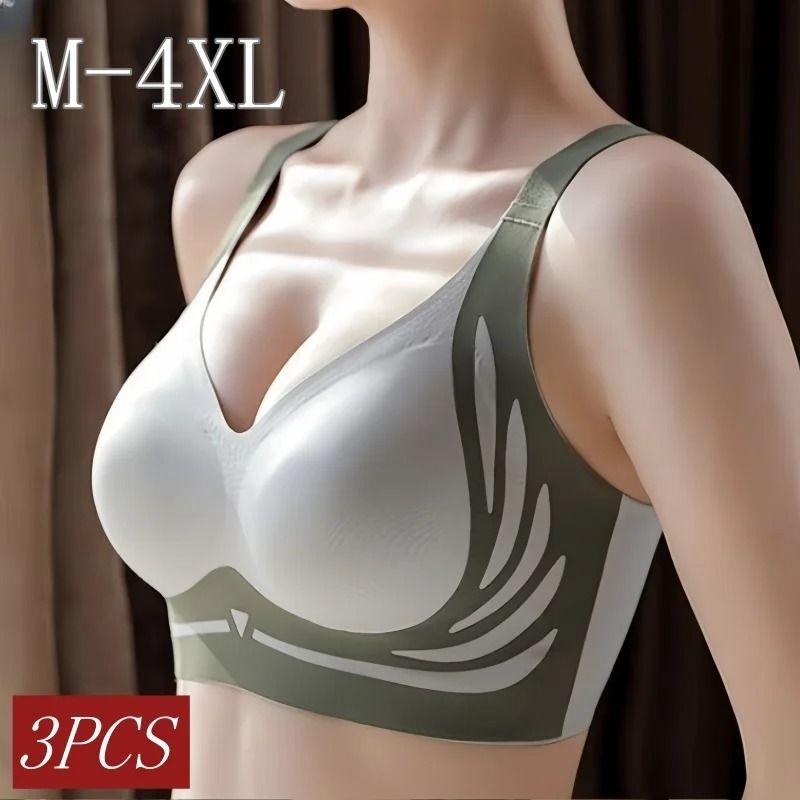 Seamless Push Up Bra Set With Adjustable Straps Comfort Non Wire Brassiere e one Size 4xl