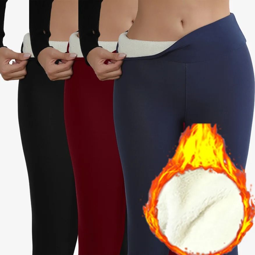 Super Warm Winter Leggings Women High Waist Velvet Thermal Pants 2xl green