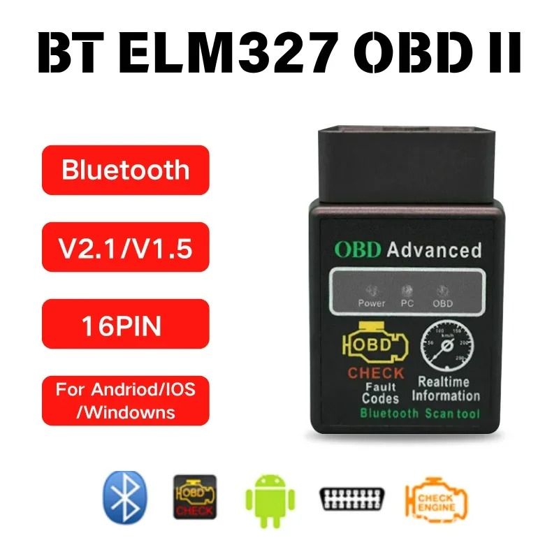 Bluetooth ELM327 OBD2 Code Reader For Cars v1.5 W o Disc english