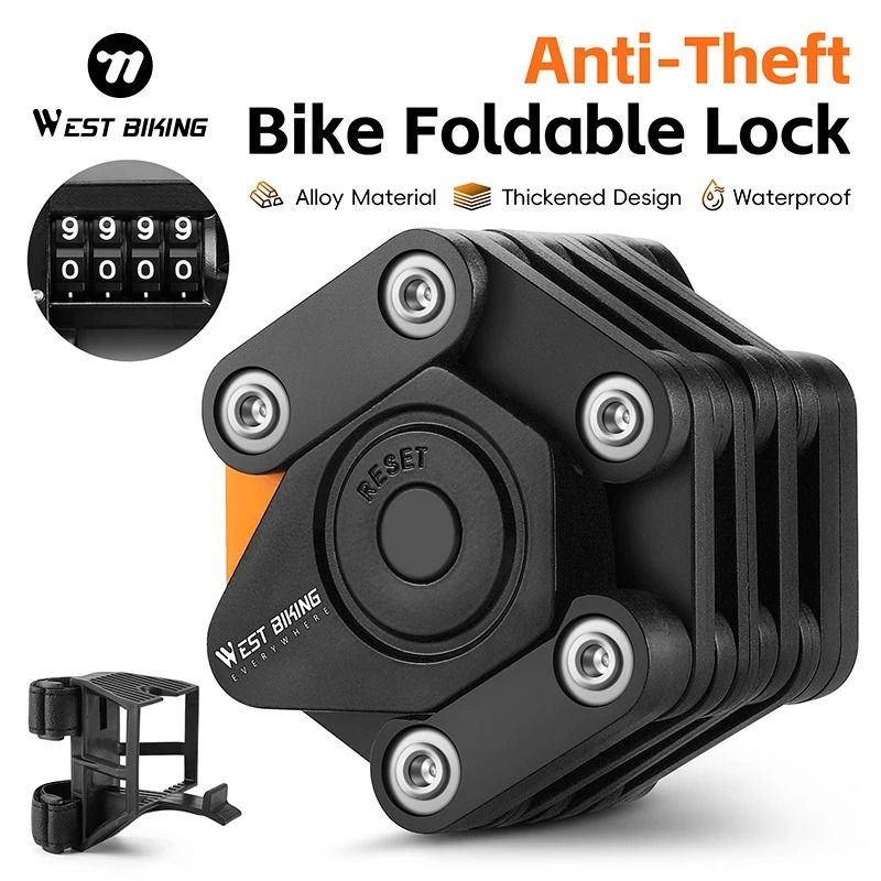 WEST BIKING Bicycle Folding Lock 4 Digit Combo Anti Theft Lock For E Bike Scooter WEST BIKING Bicycle Folding Lock 4 Digit Combo Anti Theft Lock For E Bike Scooter