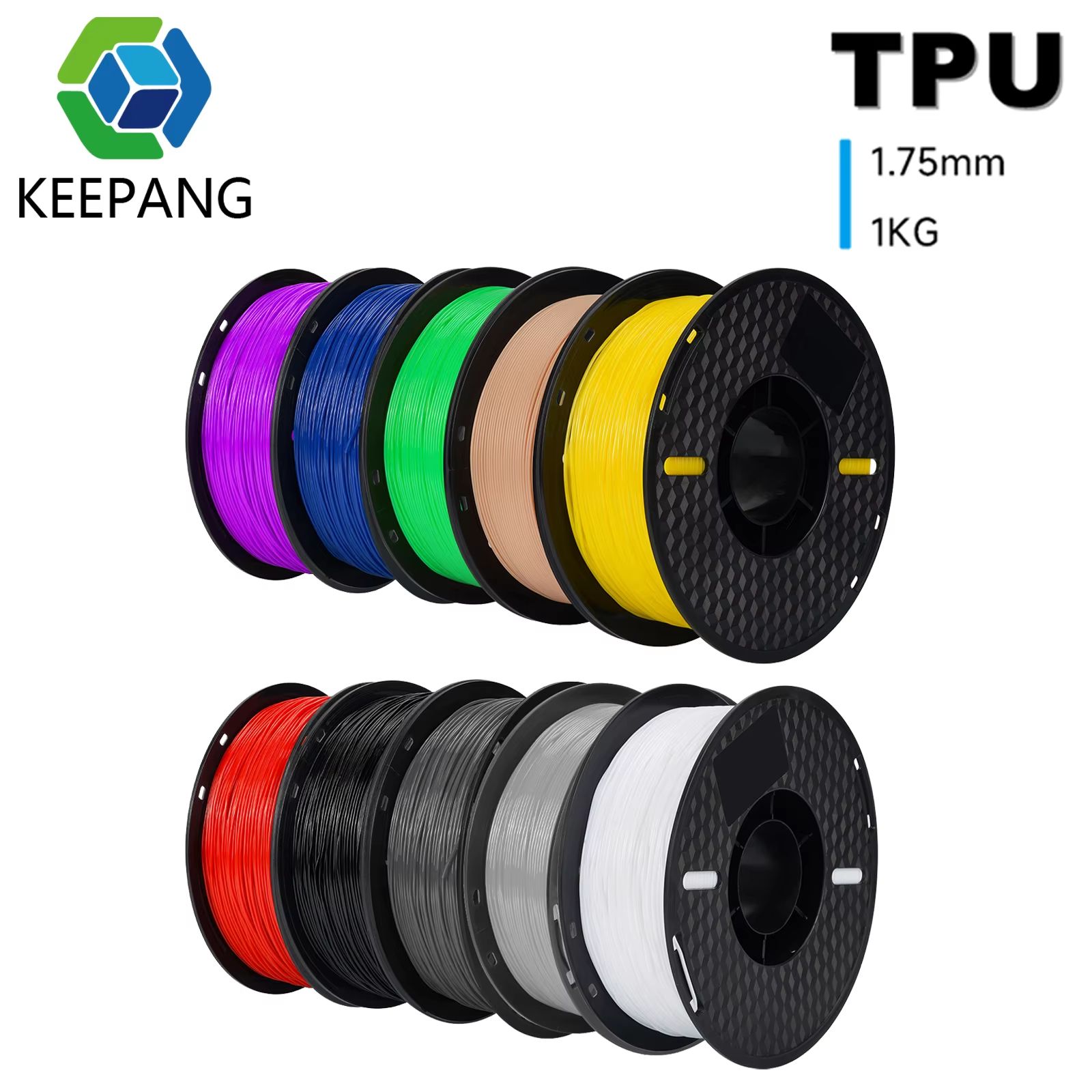 Premium TPU 3D Printer Filament 1.75mm Flexible 95A, High Accuracy 1KG Spool For FDM Printing tpu 3kg Mix C