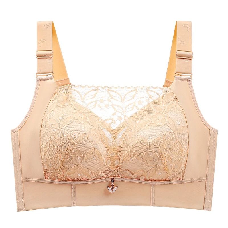 Womens Full Coverage Wirefree Plus Size Lace Bra d 38 beige