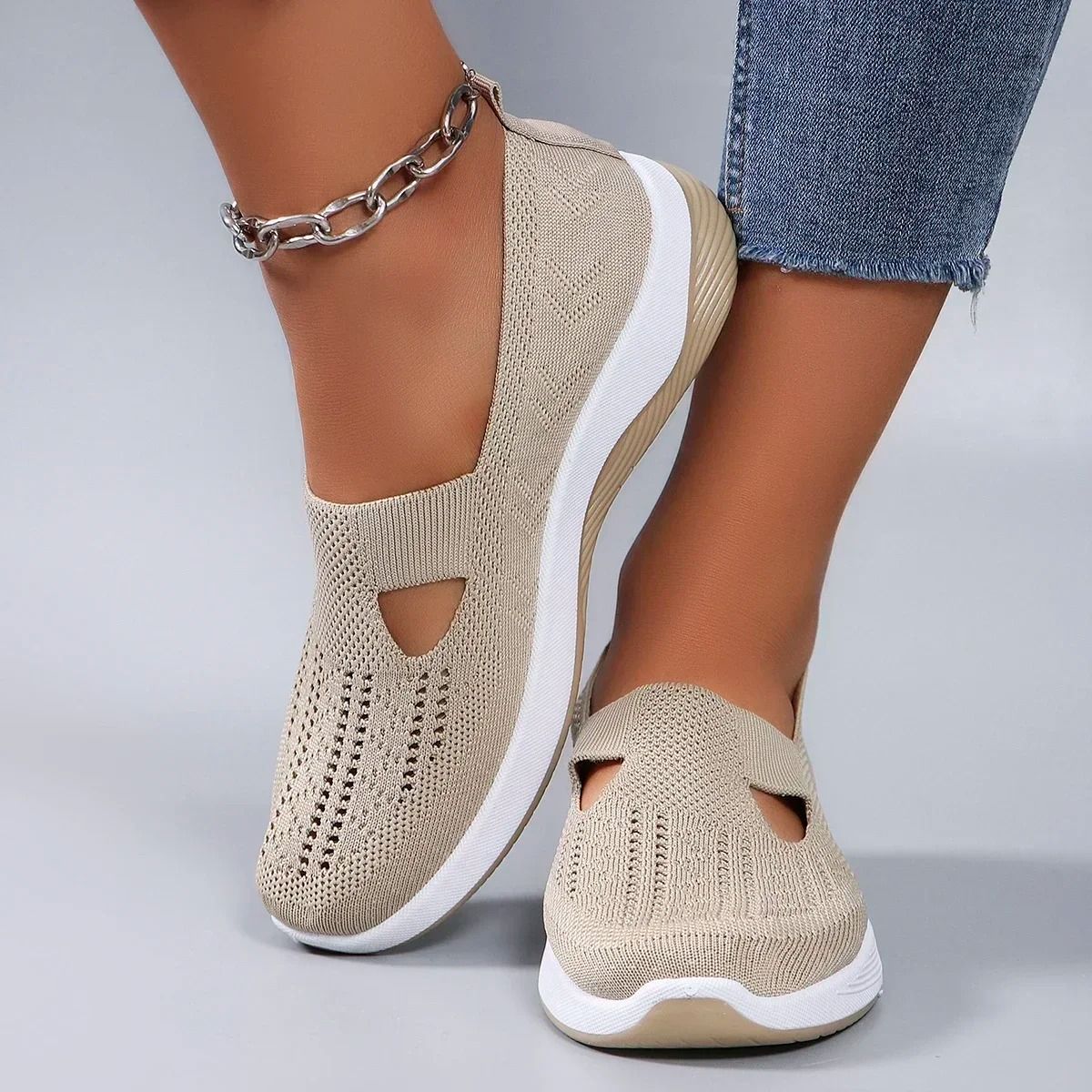 Lightweight Summer Slip On Sneakers For Women black 9.5