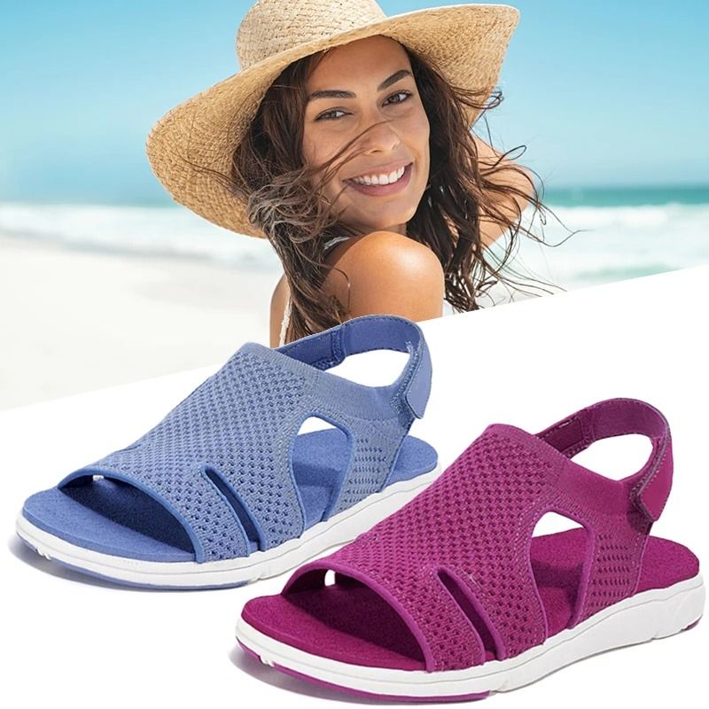 Women Plus Size Wedge Sandals Soft Bottom Platform Casual Beach Shoes blue 8