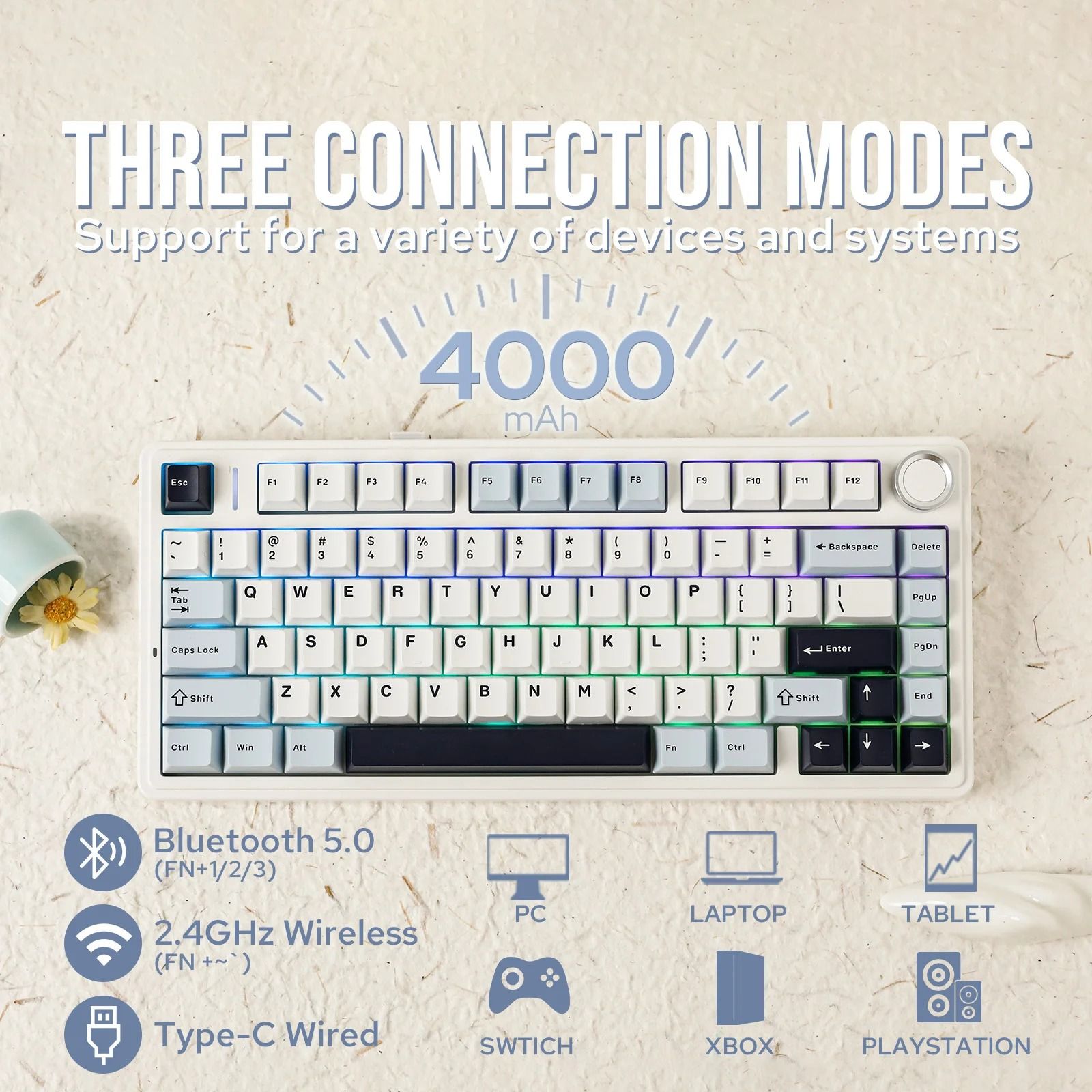 Compact Wireless RGB Keyboard With Gasket Structure And Knob Control green leobog Ice Vein
