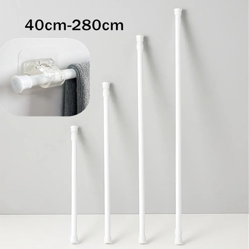 Adjustable Curtain Rod Telescopic Extendable Spring Tension Rod For Shower Or Window No Drill Hanging Bar 15.727.5 In 4pcs Hook