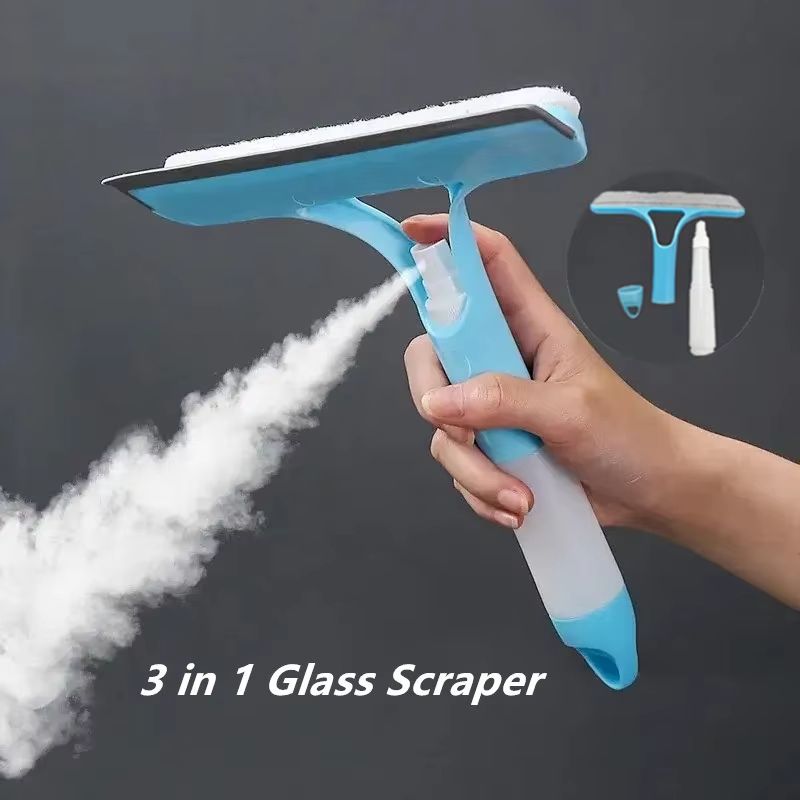 3 in 1 Glass Cleaning Tool Household Window Wiper With Water Spray And Scraper 3 in 1 Glass Cleaning Tool Household Window Wiper With Water Spray And Scraper