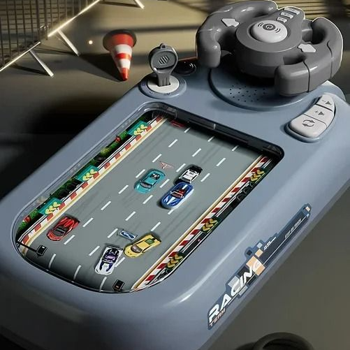 Kids Steering Wheel Toy, Electronic Simulation Racing Game With Realistic Sounds & LED Lights, Adventure Game Console green