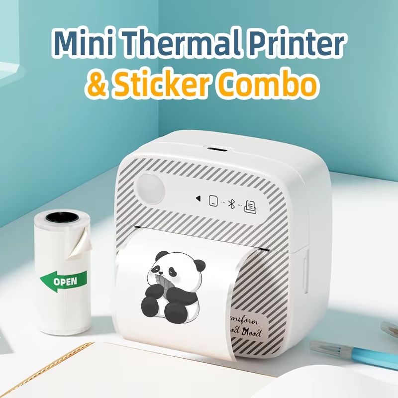DOLEWA B3 Portable Mini Printer Wireless Bluetooth Inkless Sticker & Label Maker For Office, School, And Home 5 Roll Paper 2