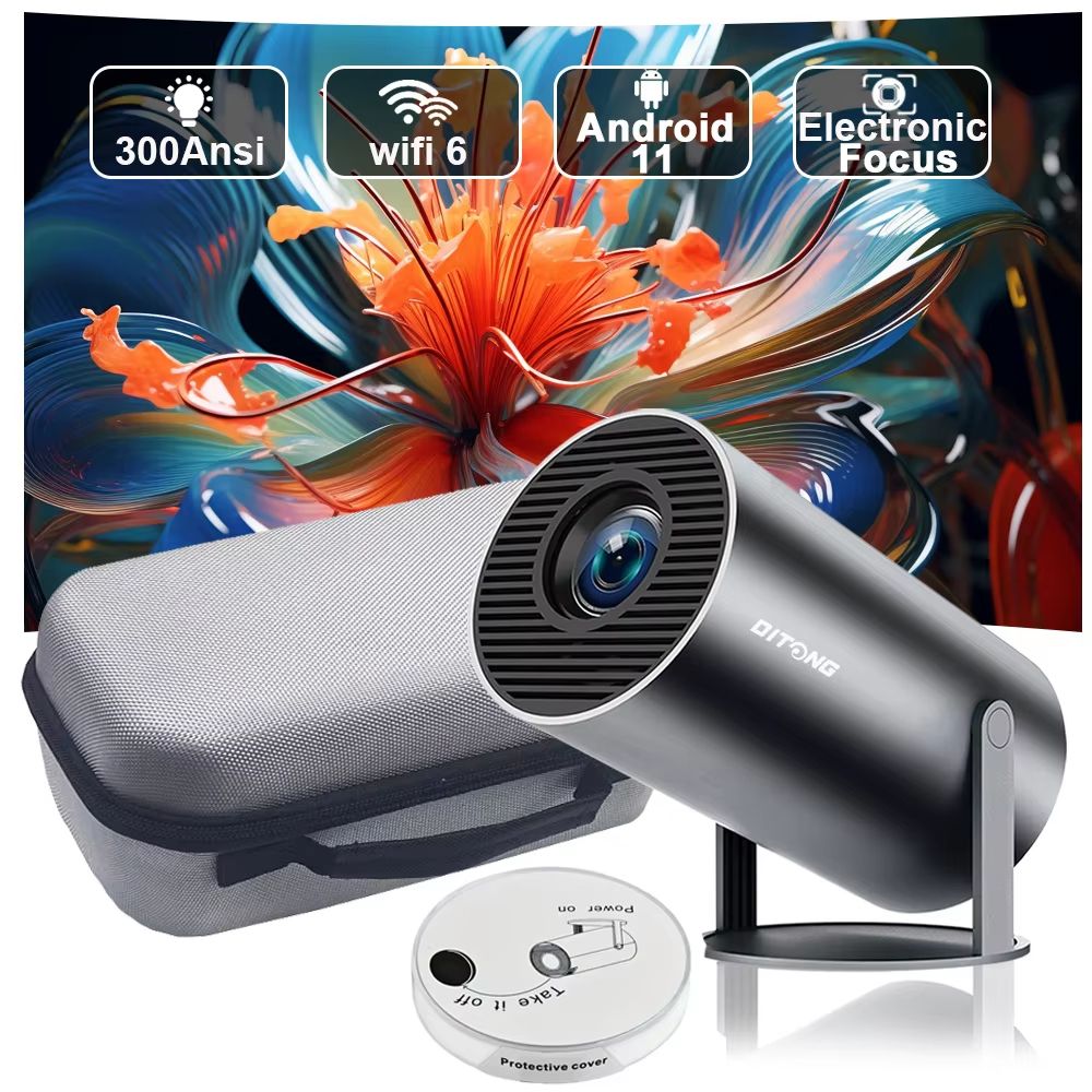 DITONG HY300 Plus Portable Projector HD 720P Android Mini LED Home Theater With 4K Support plus White Package 2 au
