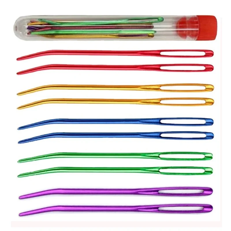 Big Eye Curve Bent Needle, Yarn Knitting Weaving Needles For Crochet, Tapestry & DIY Sewing Accessories green