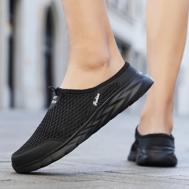 Mens Summer Mesh Slip On Shoes black 12