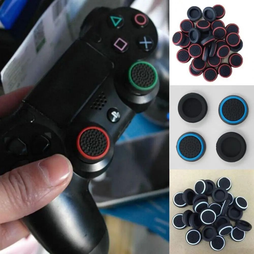 Silicone Thumb Grip Covers For Gaming Controllers white Blue 4pcs