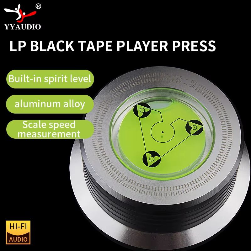 Universal Turntable Stabilizer Weight Aluminum Alloy LP Record Clamp With Level For Vinyl Players black
