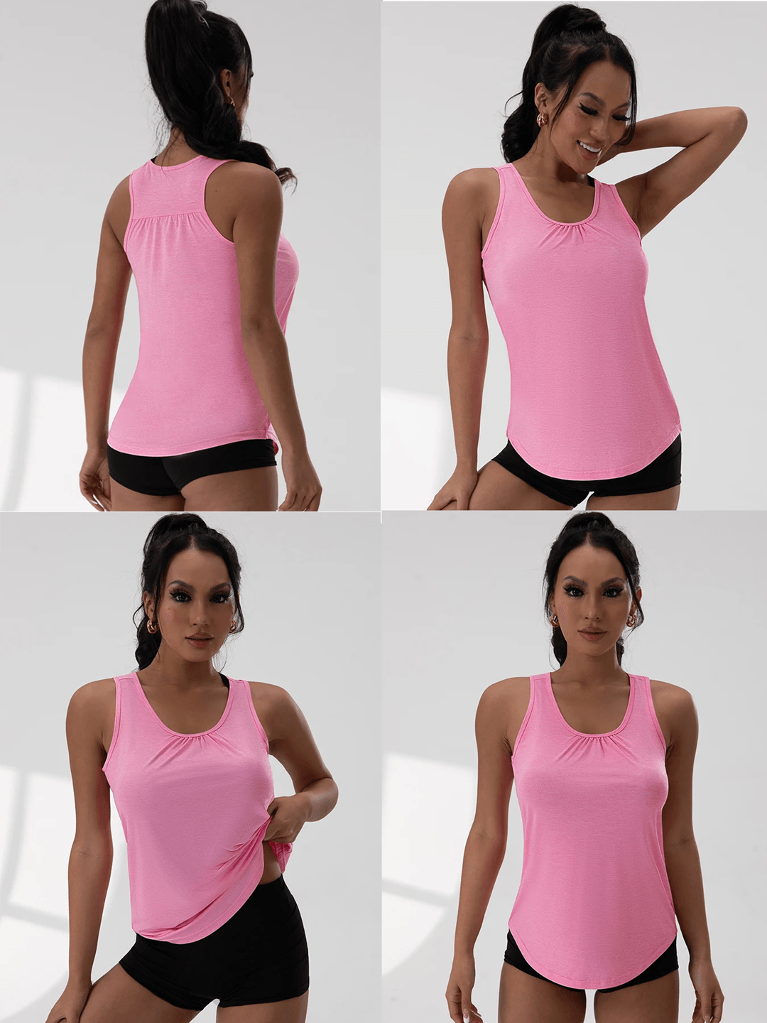 Womens V Neck Sleeveless Yoga Top Loose Fit Workout Tank For Gym And Running m pink