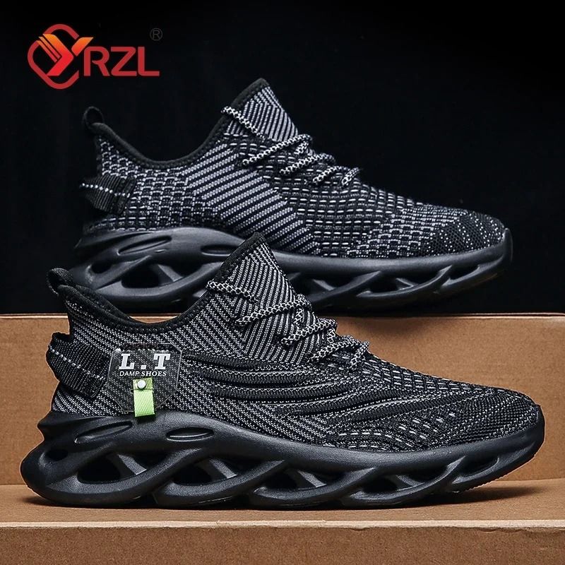 Mens Running Shoes Lightweight Breathable Mesh Sneakers With Shock Absorption us 9 black