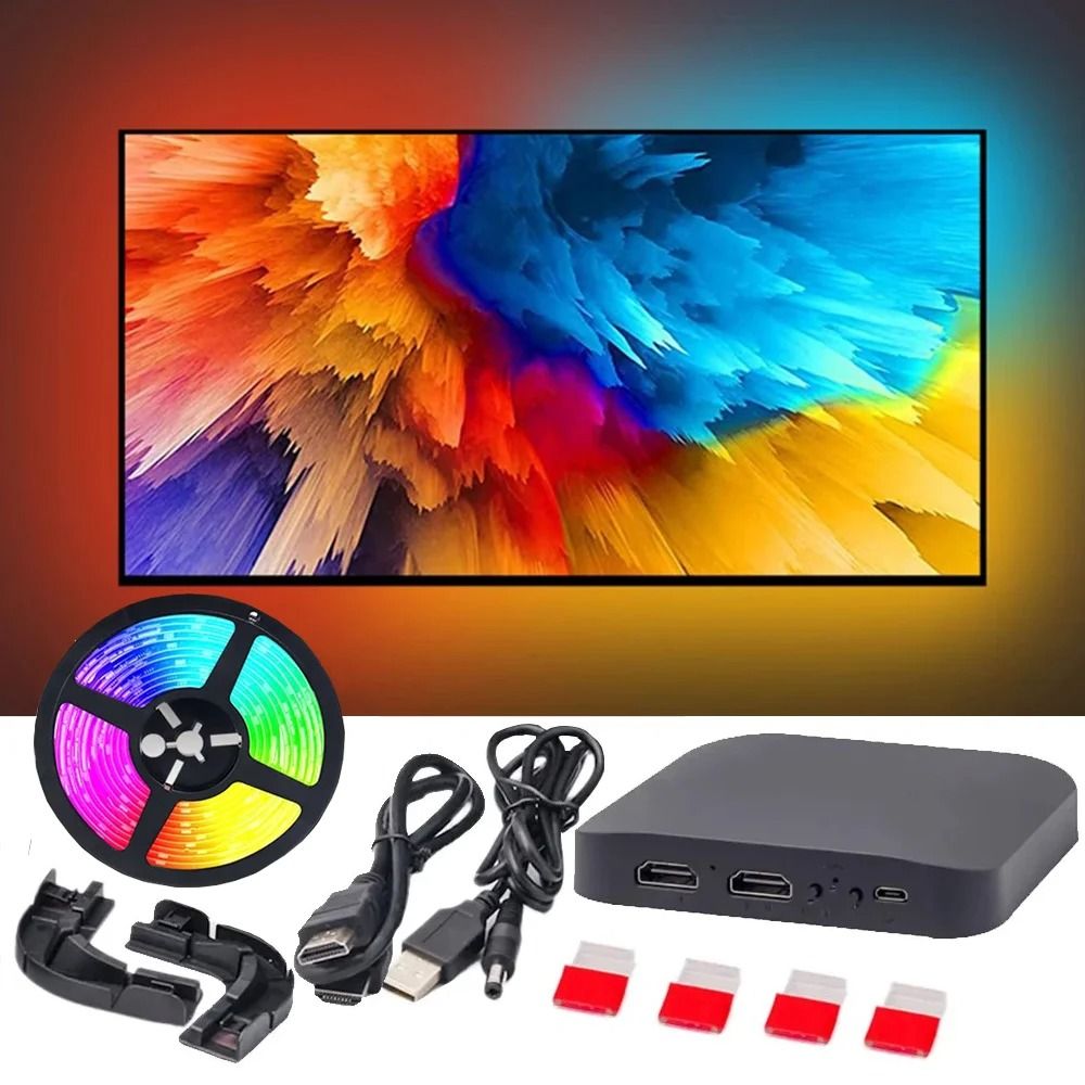 Smart Ambient TV LED Backlight Kit With HDMI Sync Box And RGBIC Strip Lights hdmi2.0 32 34inch Tv wi fi Version