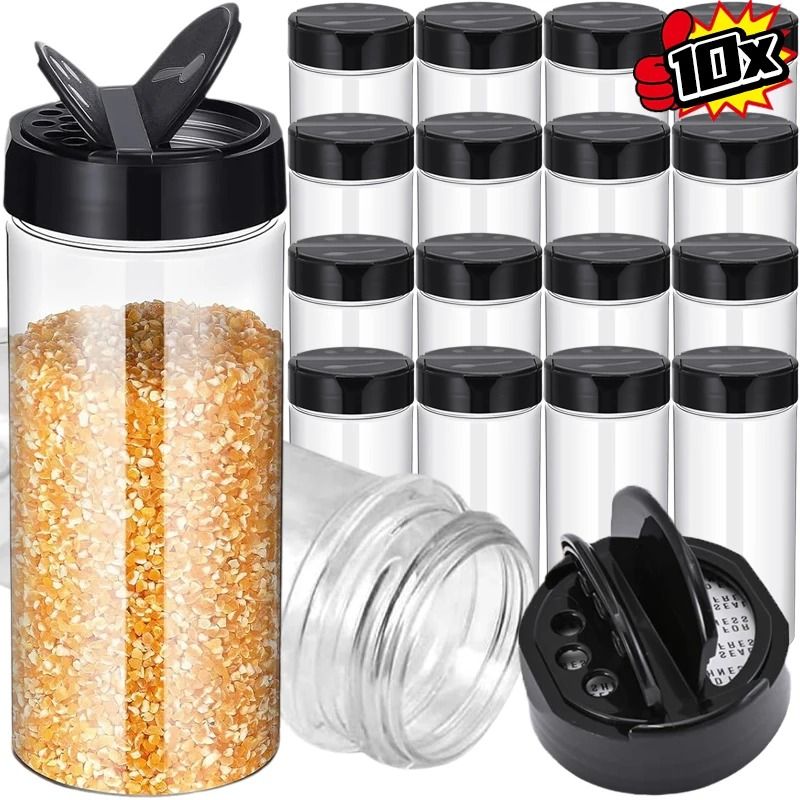 Clear Plastic Spice Bottle Set For Salt And Pepper 5 Pcs 120 Ml