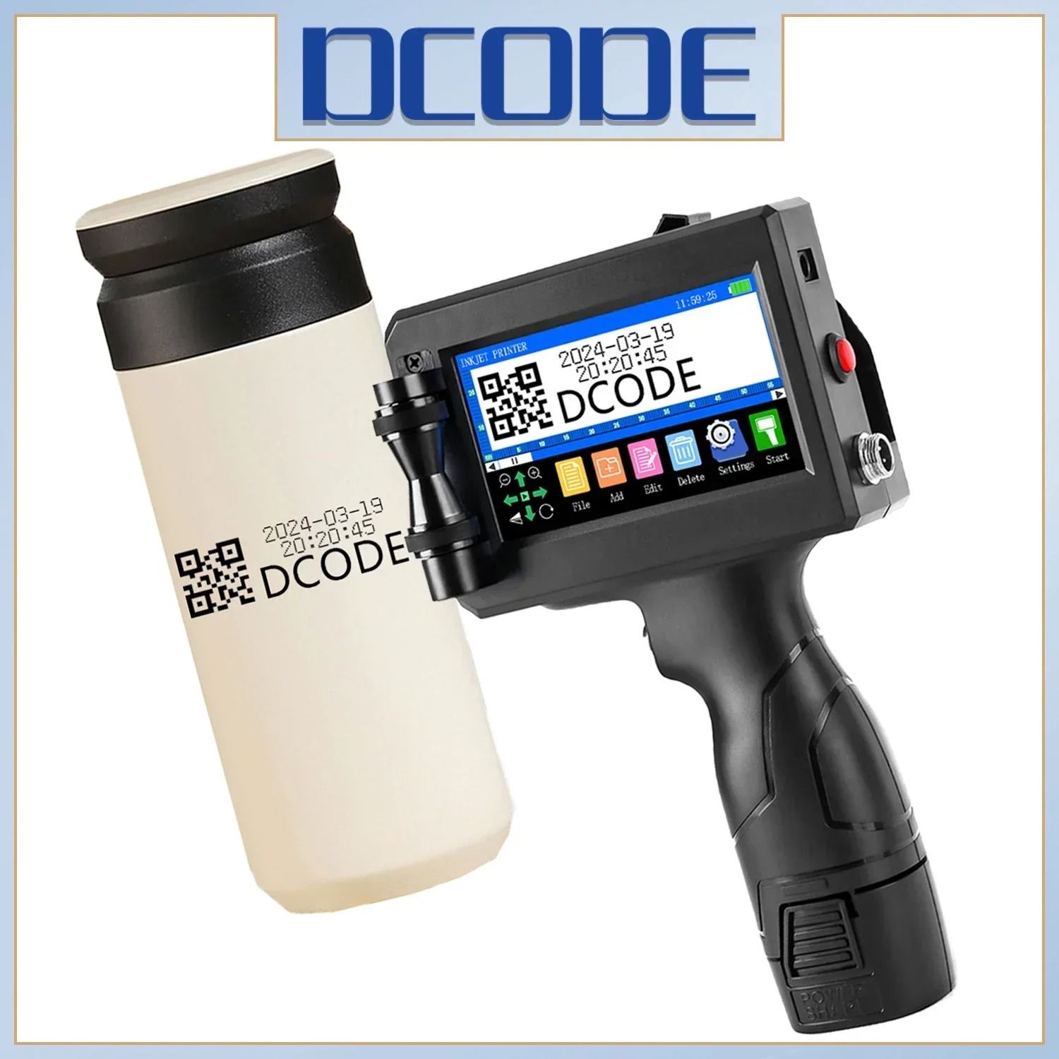 DCODE 1750PLUS Portable Handheld Inkjet Printer Text QR Barcode Label Machine uk 25.4 Mm With 2 Ink