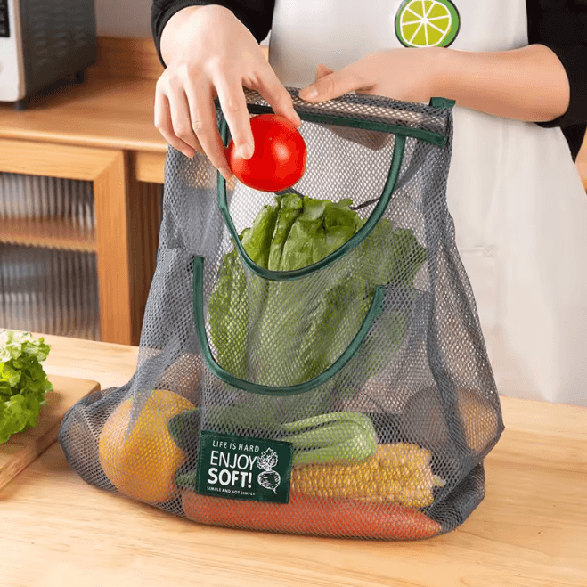 Reusable Hanging Mesh Storage Bags For Kitchen Fruit And Vegetables king size Single Bag