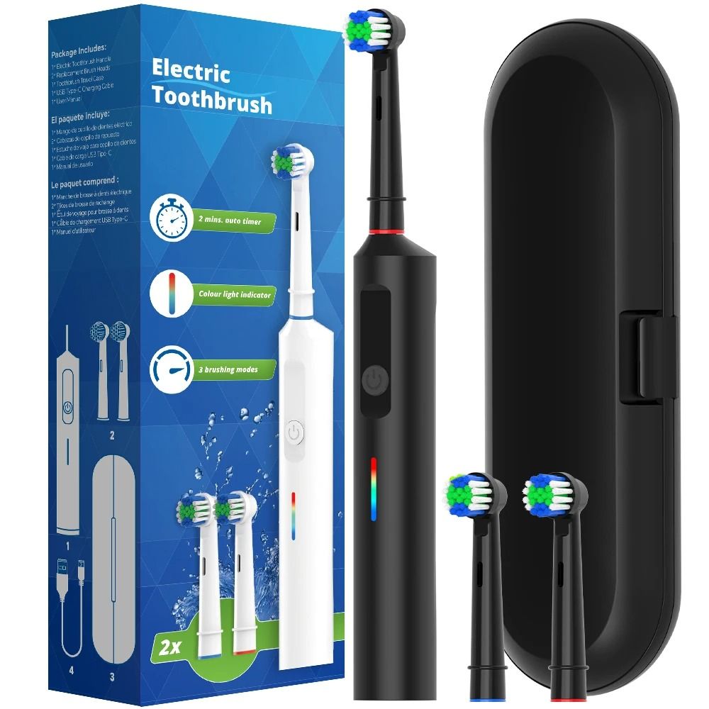 Intelligent Rotating Electric Toothbrush Rechargeable Rotary Toothbrush With Oral B Compatible Heads green