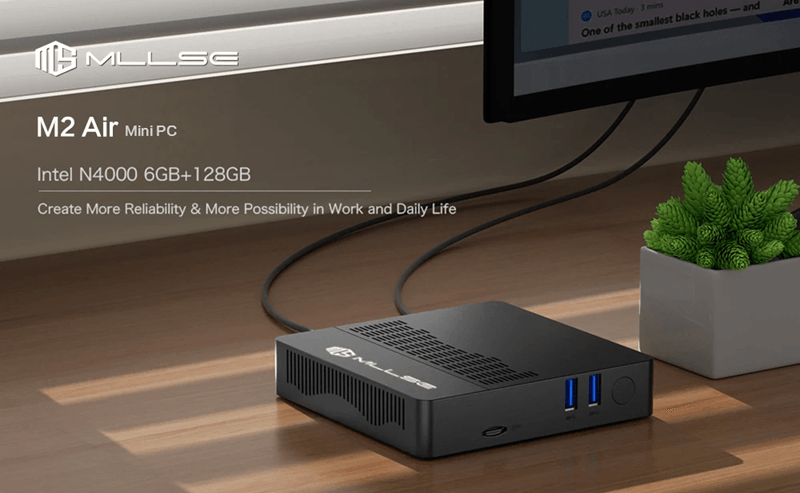 MLLSE M2 Air Mini PC Windows 11 Intel Celeron N4000 6GB 128GB Dual Band WiFi Portable Mini Computer MLLSE M2 Air Mini PC Windows 11 Intel Celeron N4000 6GB 128GB Dual Band WiFi Portable Mini Computer