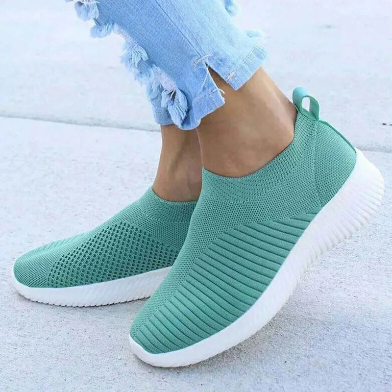 Womens Slip On Sneakers Casual Breathable White Sports Shoes 9 pink