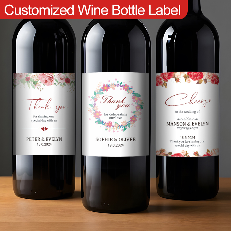 Elegant Personalized Wine Bottle Stickers, Waterproof Custom Labels For Wedding , Anniversary Decorations For Couples style A 20p 10.1x11.6cm