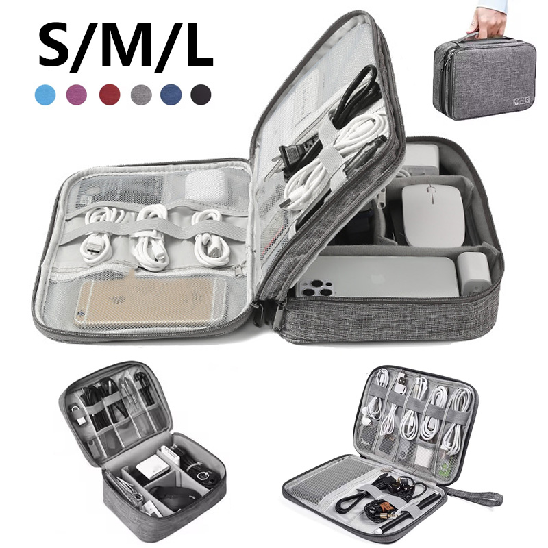 Cable Storage Bag Waterproof Digital Electronic Accessories Organizer Portable Travel Cable Organizer Case For Cable Charger s Grey