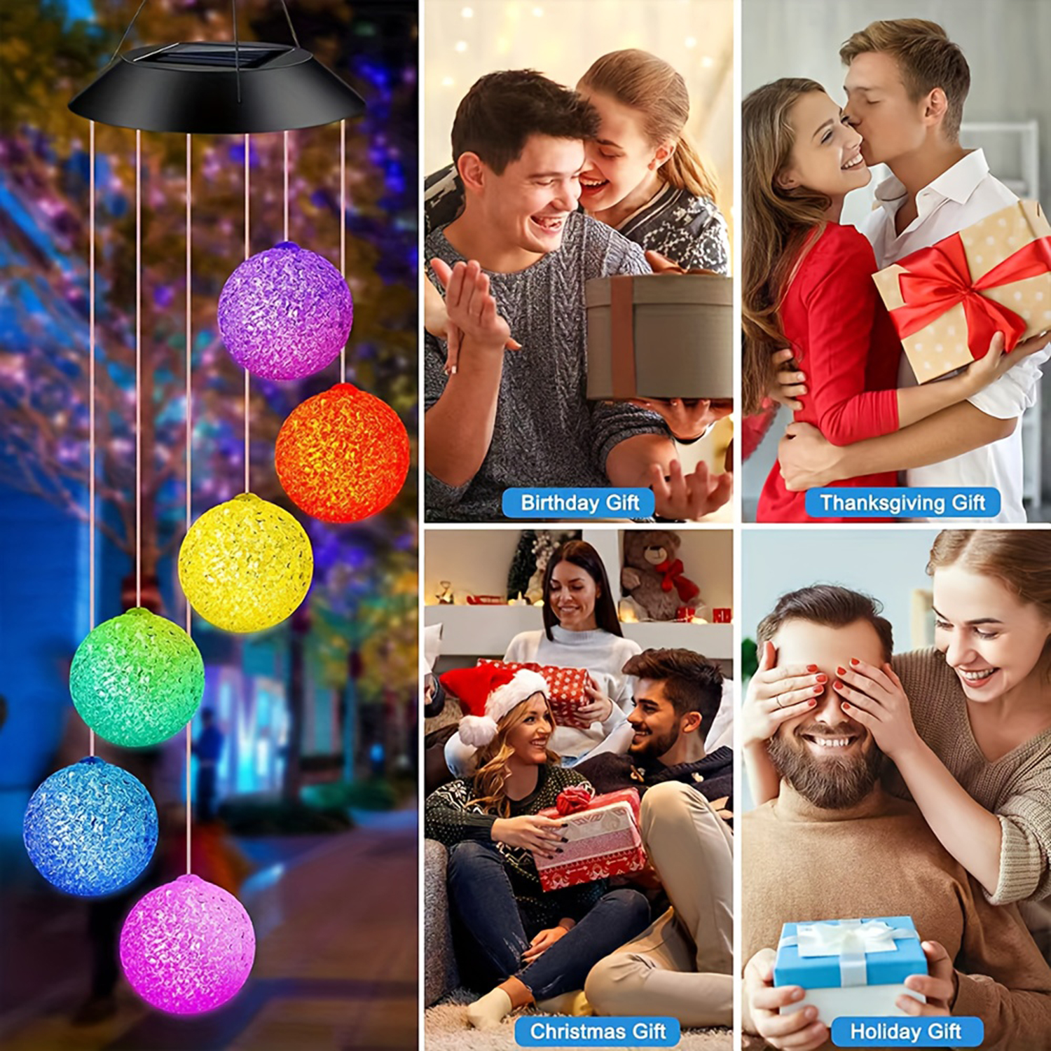 Colorful Solar Particle Ball Wind Chime Light For Garden, Outdoor Landscape Light, Patio Party Decorative Lamp Colorful Solar Particle Ball Wind Chime Light For Garden, Outdoor Landscape Light, Patio Party Decorative Lamp