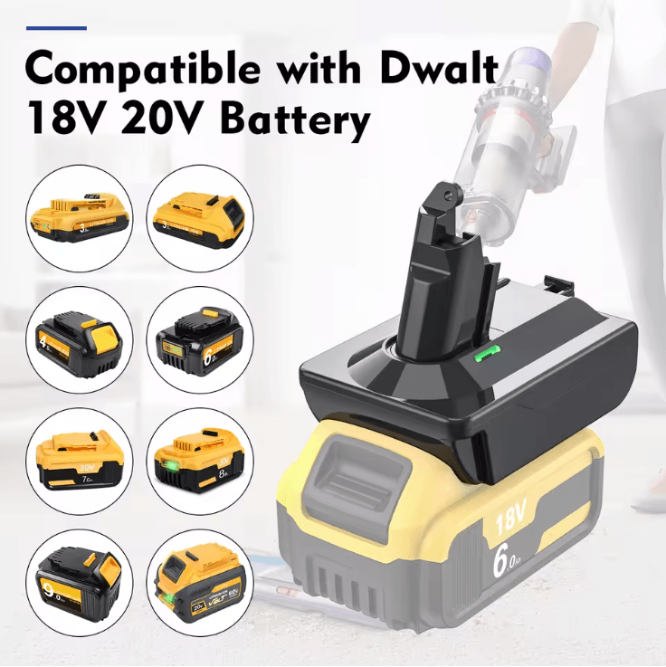 Battery Adapter For Makita Dewalt Milwaukee 18V To Dyson V6 V7 V8 Vacuum Cleaners for Dewalt To V7 V8