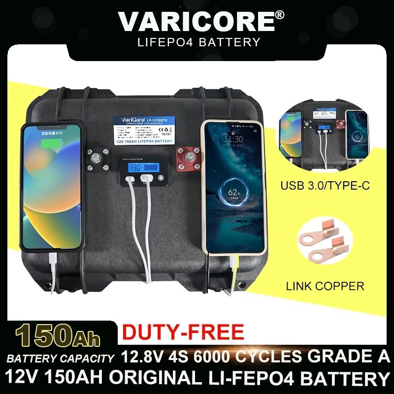 12V 12.8V LiFePO4 Battery Portable Suitcase 100Ah 150Ah For Golf Cart Inverter And Car Power 12v 100ah