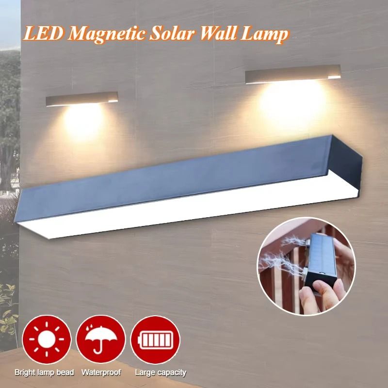 LED Solar Magnetic Wall Light Waterproof Outdoor Night Lamp For Garden Patio Yard Path white